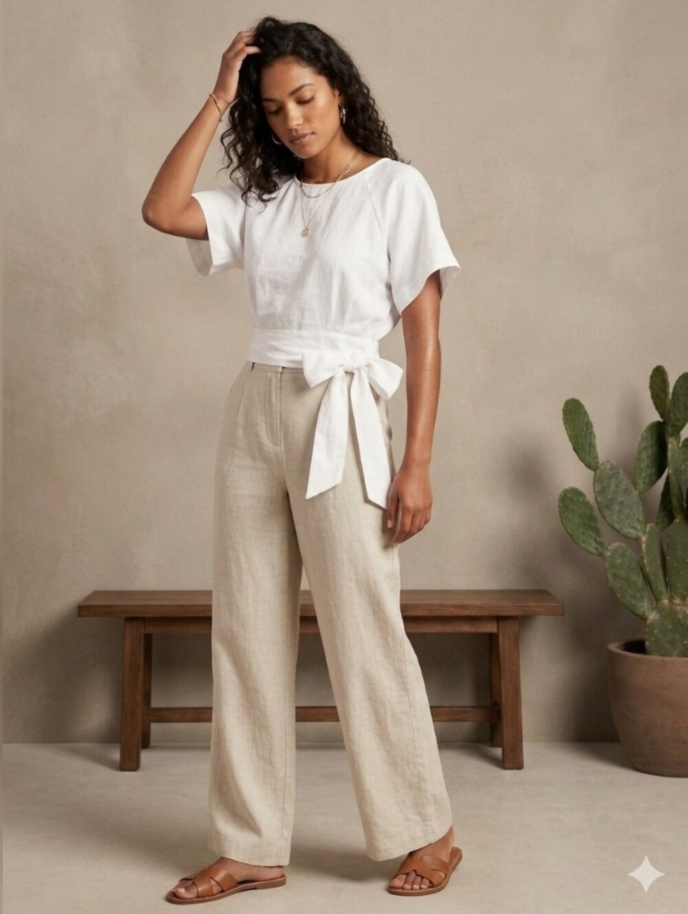 Juniors Linen Blend White Tie-Waist Dolman  Sleeve Blouse Top Summer Euro Vaca